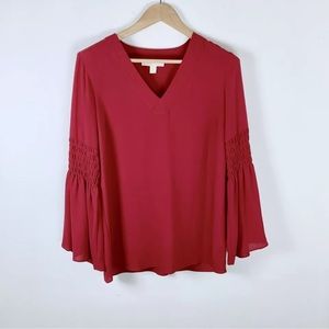 Michael Kors Bell Sleeve V-neck Blouse